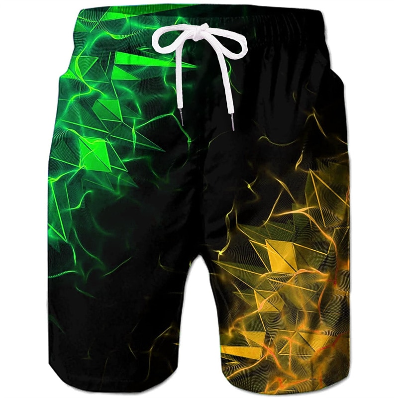 Men's Graphic Geometric Swim Trunks Swim Shorts Board Shorts Mid Waist Hawaiian Designer Boho Casual Daily Holiday Drawstring with Mesh lining Elastic Waist Designer Clothing Apparel3