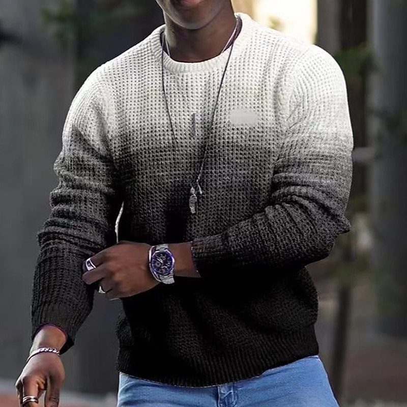 Men's Tee Waffle T Shirt Long Sleeve Shirt Long Sleeve Crew Neck Spring &  Fall Graphic Color Block Fashion Designer Comfortable Print Outdoor Casual Daily Black Red Blue Top Tee for Men