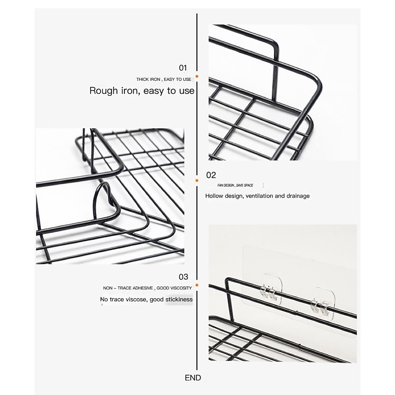 Shower Caddy Bathroom Shelf with Hooks, Shower Caddy Rack, Bathroom Kitchen No Punching Triangle Storage Rack, Bathroom Accessories4