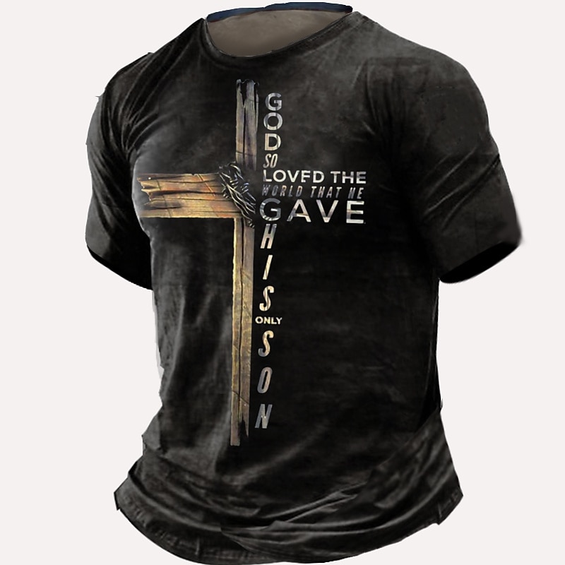 Men's Graphic Cross T Shirt Tee Short Sleeve T shirt 3D Print Crew Neck Shirt Vintage Fashion Designer Outdoor Casual Daily Black Spring & Summer Clothing Apparel S M L XL 2XL 3XL 4XL
