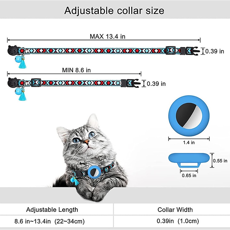 For Airtag Case and Cat Collar Cat Collar Pet Collar for Airtag Color Bell Tassel Collar（no tracker）4