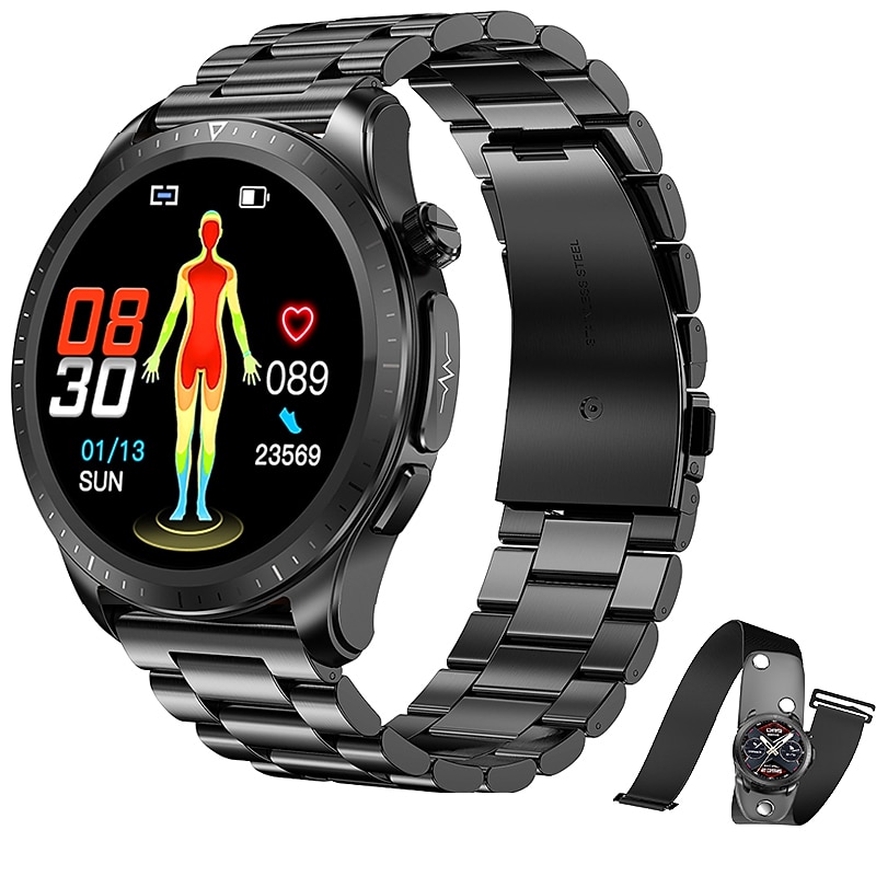 iMosi E420 Smart Watch 1.39 inch Smartwatch Fitness Running Watch Bluetooth ECG+PPG Temperature Monitoring Pedometer Compatible with Android iOS Women Men Long Standby Waterproof Media Control IP68