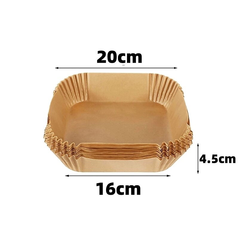 100PCS Air Fryer Disposable Parchment Paper Liner Square Round Oil-proof Paper Tray Non-Stick Baking Mat AirFryer Accessories2