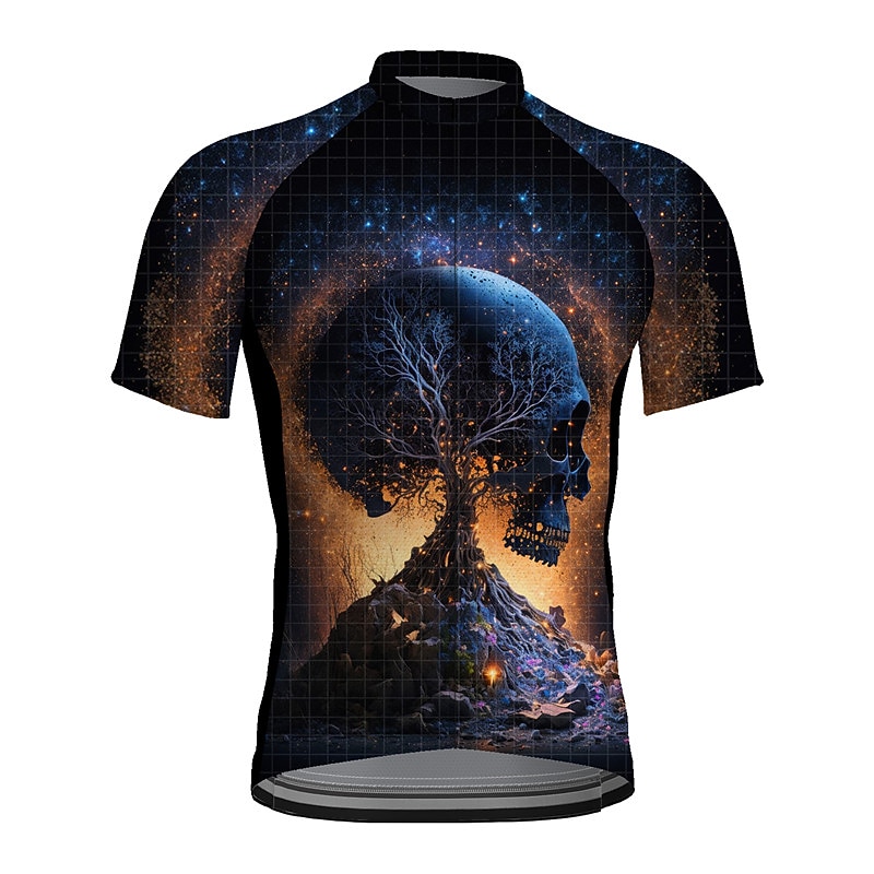 Men's Cycling Jersey Skull Funny Short Sleeve Bike Tee Tshirt Jersey Top with 3 Rear Pockets Mountain Bike MTB Road Bike Cycling Quick Dry Reflective Strips Back Pocket Moisture Wicking Sports Yellow4