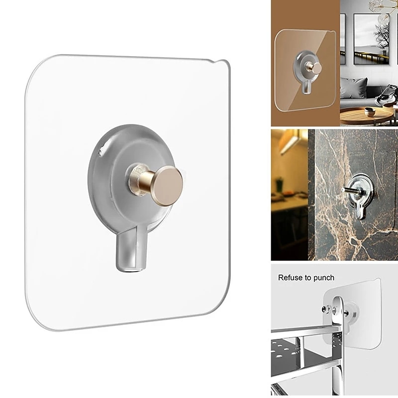 20pcs Acrylic Strong Adhesive Nails Wall Poster Seamless Wall Hook Waterproof Durable Transparent Kitchen Bathroom Screw Hook Hanger4