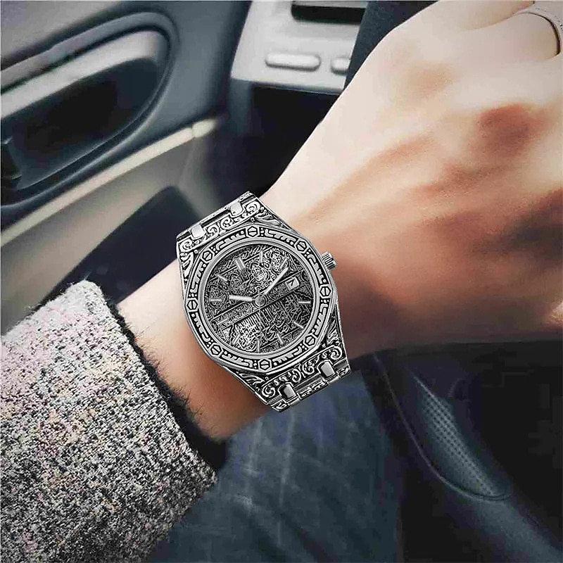 Men Quartz Watch Wrist Watch Calendar Large Dial Waterproof Alloy Watch4