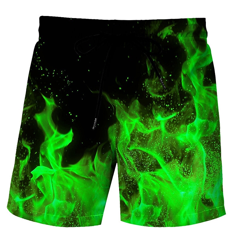Men's Flame Swim Trunks Swim Shorts Board Shorts Mid Waist Hawaiian Boho Outdoor Holiday Going out Drawstring Pocket Elastic Waist Designer Clothing Apparel3