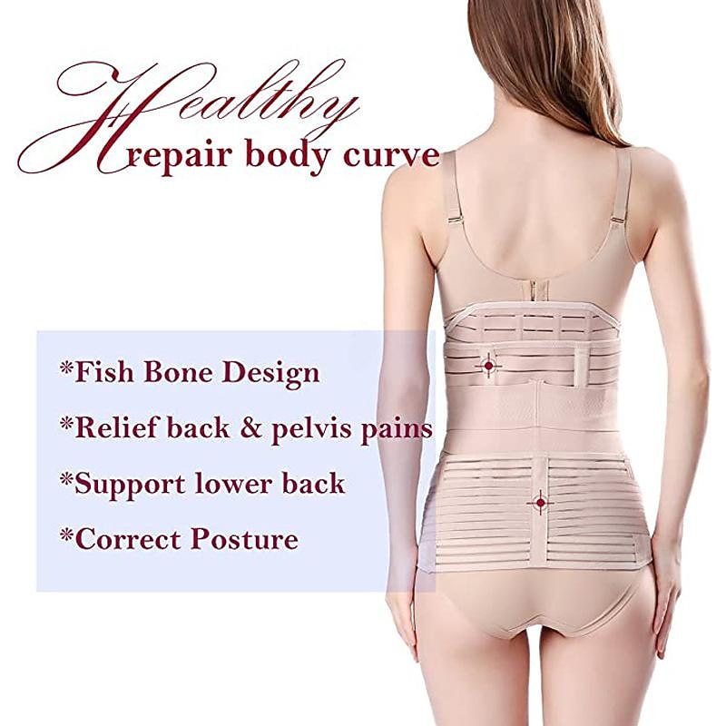 1PC 3 in 1 Postpartum Support - Recovery Belly/waist/pelvis Belt Shapewear Slimming Girdle Beige2