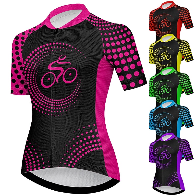 Women's Cycling Jersey Graphic Geometic Funny Short Sleeve Bike Jersey Top with 3 Rear Pockets Mountain Bike MTB Road Bike Cycling Quick Dry Reflective Strips Back Pocket Moisture Wicking Sports