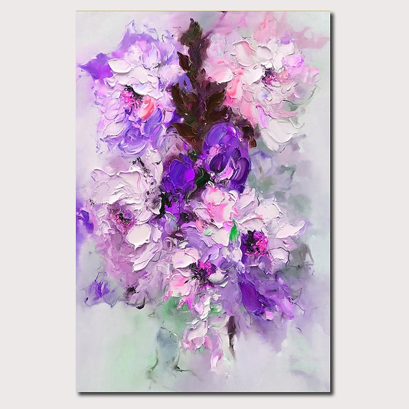 Handmade Oil Painting  Canvas wall Art Decoration  Abstract Knife Painting  Flower Purple For Home Decor Rolled Frameless Unstretched Painting3