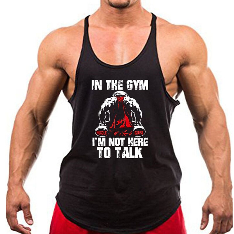 Men's Tank Top - Gym Workout 'In The Gym I'm Not Here To Talk' Graphic Racerback2