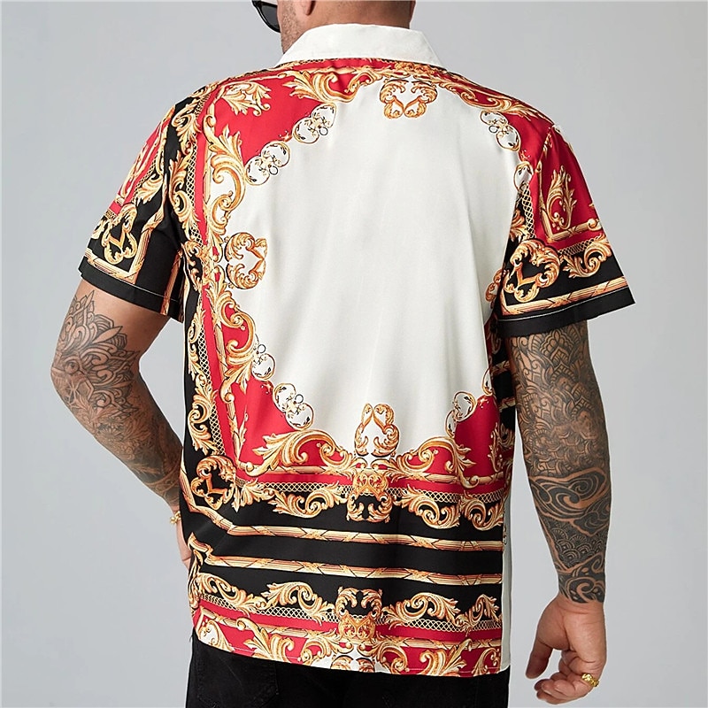 Men's Plus Size Summer Hawaiian Shirt Big and Tall Floral Turndown Print Short Sleeve Spring & Summer Tropical Fashion Hawaiian Outdoor Street Tops4