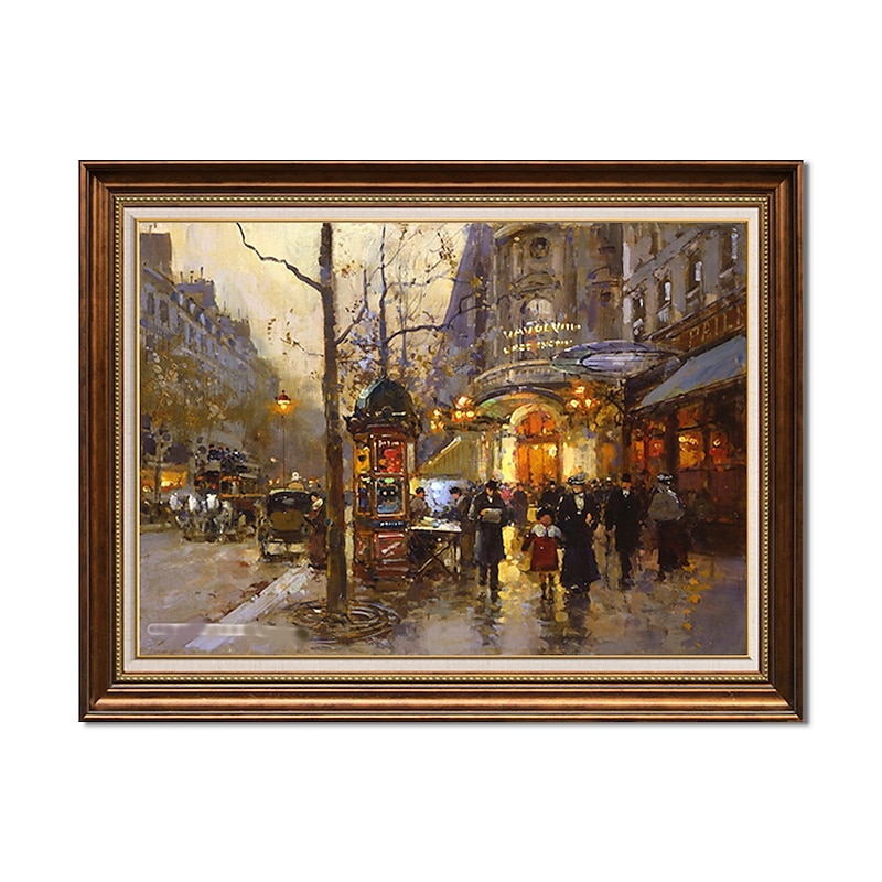Handmade Oil Painting Canvas Wall Art Decoration French Impression Classical Street Scene for Home Decor Rolled Frameless Unstre tched Painting2