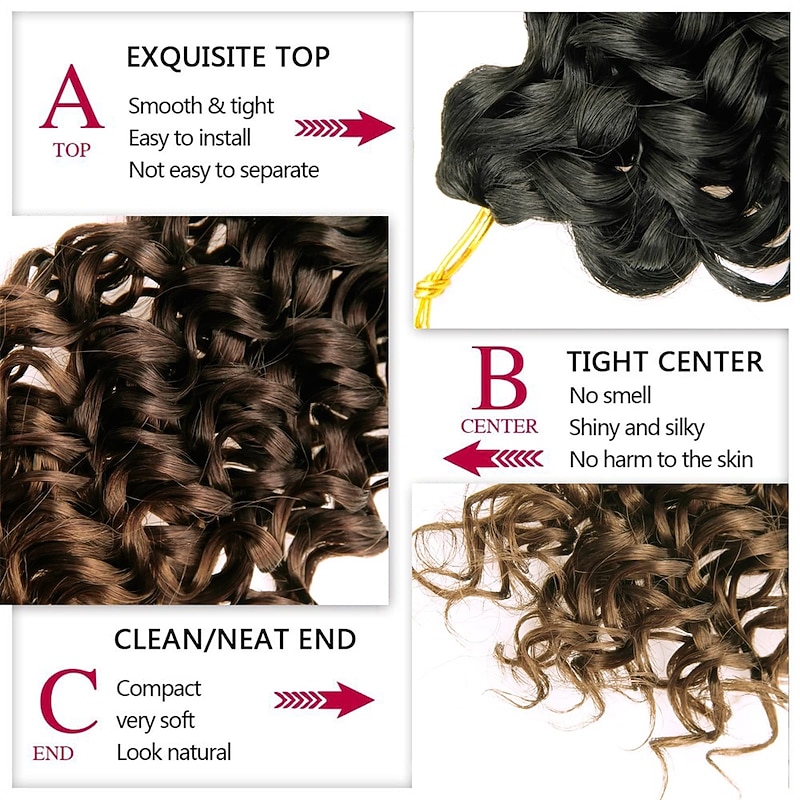 Curl Crochet hair 18inch Water Wave Crochet hair Ombre Synthetic Bohemian Crochet Braid Deep Wave Braiding hair Extensions4