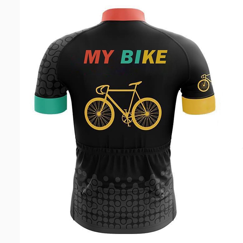 Men's Cycling Jersey Graphic Letter & Number Funny Short Sleeve Bike Jersey Top with 3 Rear Pockets Mountain Bike MTB Road Bike Cycling Quick Dry Soft Back Pocket Comfortable Sports Black Yellow3