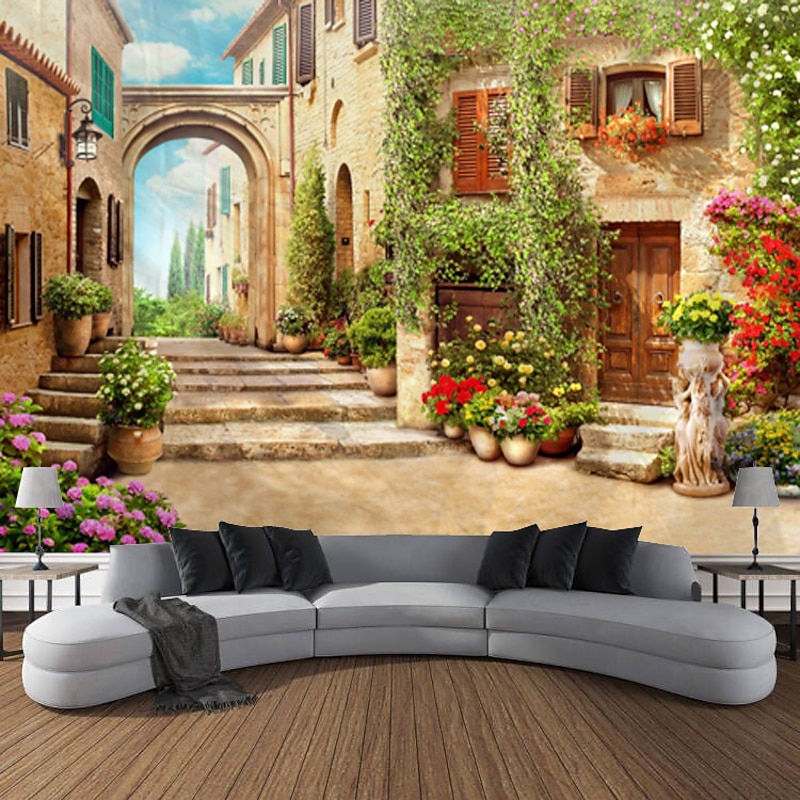 Castle Garden Scenery Tapestry Art Decoration Curtain Hanging Family Bedroom Living Room Decoration4