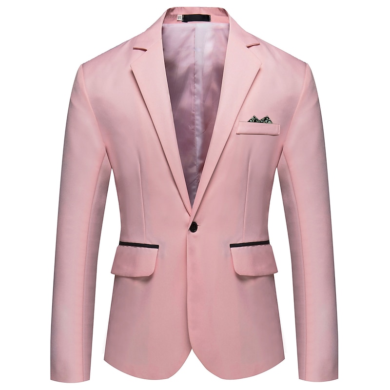 Men's Jacket Blazer Wedding Business Breathable Pocket Spring Fall Print Elegant Business V Neck Regular Regular Fit Black White Pink Red Navy Blue Jacket3