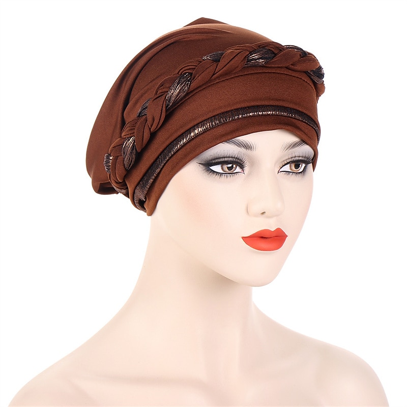 8 Colors Muslim Women Inner Caps Braided Bandanas Hijab Comfort Fashion Turban Hat Colorful Chemo Hats Head Wearing turbante 12