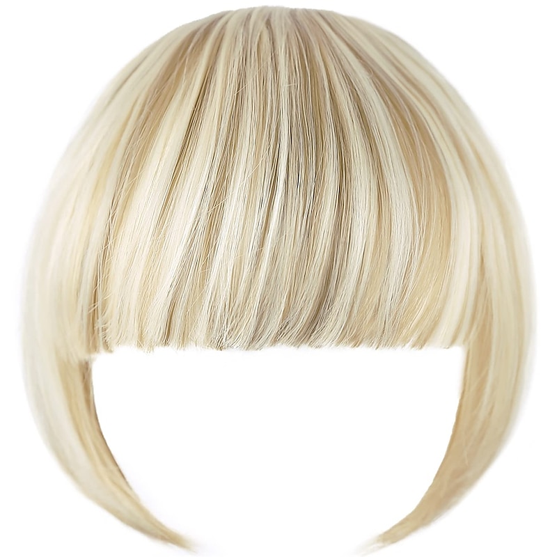 Blonde Bangs Clip in Bangs Blonde Clip in Thick Natural Full Front Neat Bangs Straight Fringe Bang with Temples One Piece Hairpiece3