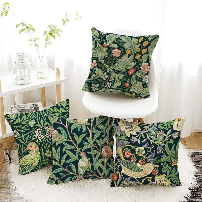 Famous Painting Double Side Pillow Cover 4PC Inspired by William Morris Soft Decorative Square Cushion Case Pillowcase for Bedroom Livingroom Sofa Couch Chair3