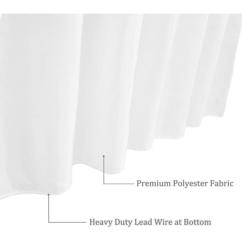 White Shower Curtain Liner White Water Repellent Weighted Fabric 180cm*180cm(70"*70") for Bathroom Hotel Spa, Odorless, Washable4