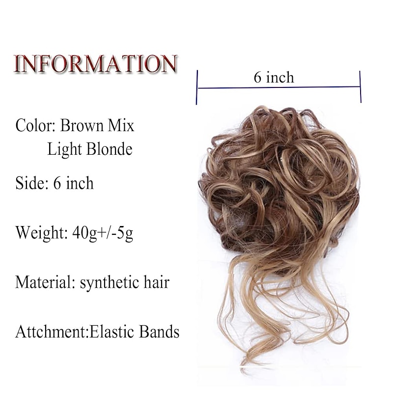 Bun Hair Piece Tousled Updo Hair Extensions With Elastic Hair Bands curly Hair Bun Scrunchle for Women2