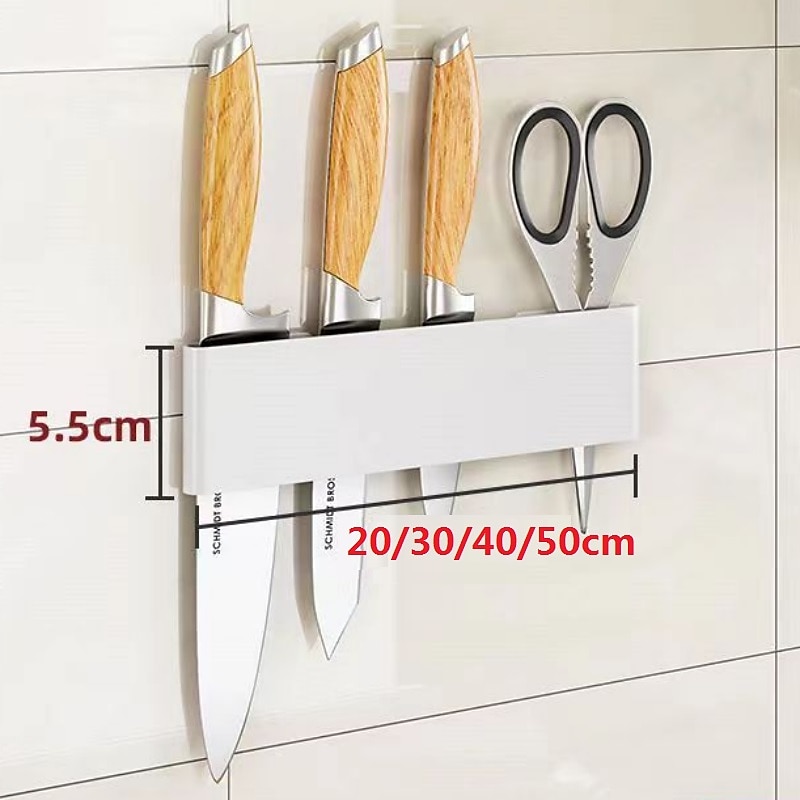 Knife Holder Stainless Steel Punch-Free Kitchen Knife Chopstick Holder Multifunctional Storage Rack Wall-Mounted2