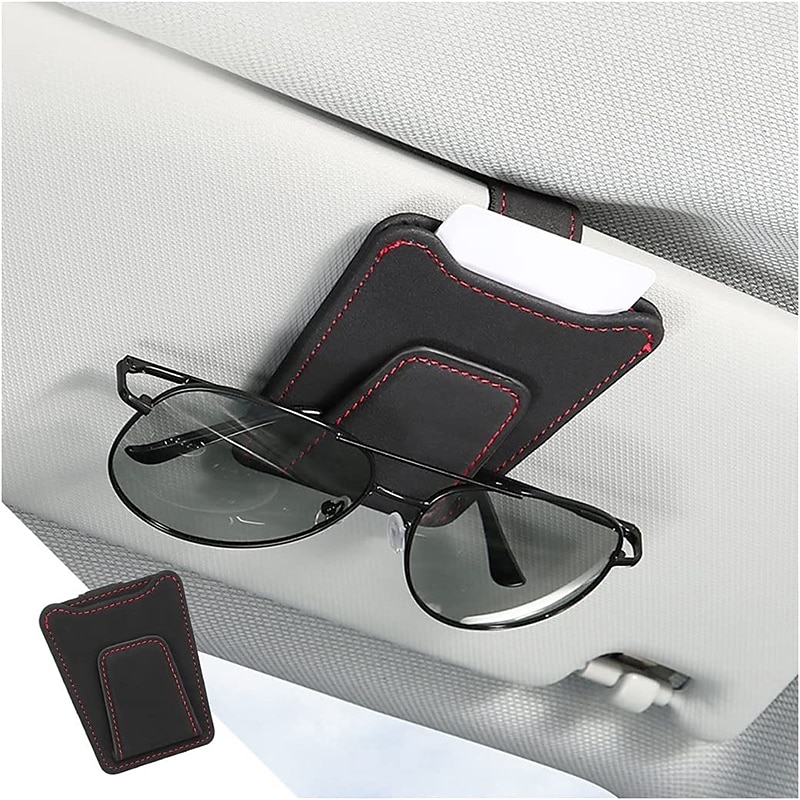 Holders for Car Sun Visor Magnetic Glasses Hanger Mounter Leather Eyeglasses Holder Sunshade Storage Ticket Card Clip Suitable for SUV Pickup Truck All Models