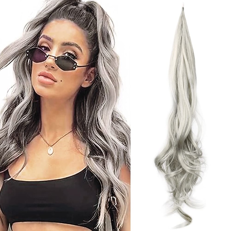 Show Flexible Wrap Around PonyTail 32inch Length Synthetic Ponytail Extensions Blonde ponytail Hairpieces For Women Daily Use