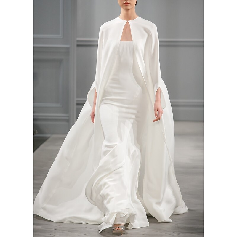 Women's Wrap Voiles & Sheers Elegant & Luxurious Romantic Sleeveless Chiffon Wedding Wraps With Pure Color For Formal Spring & Summer dress to impress