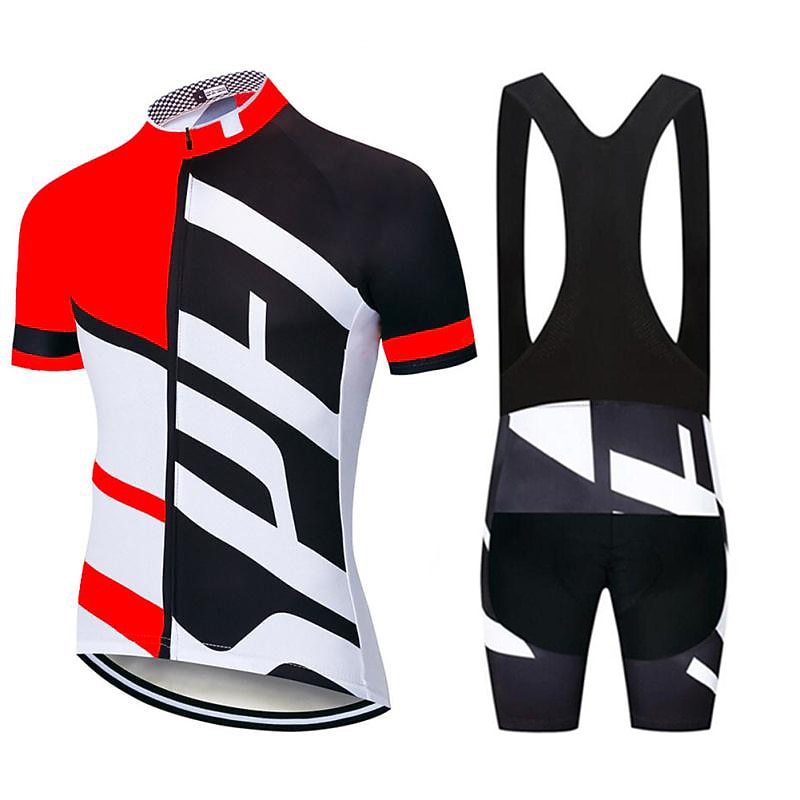 Men's Cycling Jersey with Bib Shorts Short Sleeve Mountain Bike MTB Road Bike Cycling White Yellow Green Bike Clothing Suit 3D Pad Breathable Quick Dry Back Pocket Polyester Spandex Sports Letter3