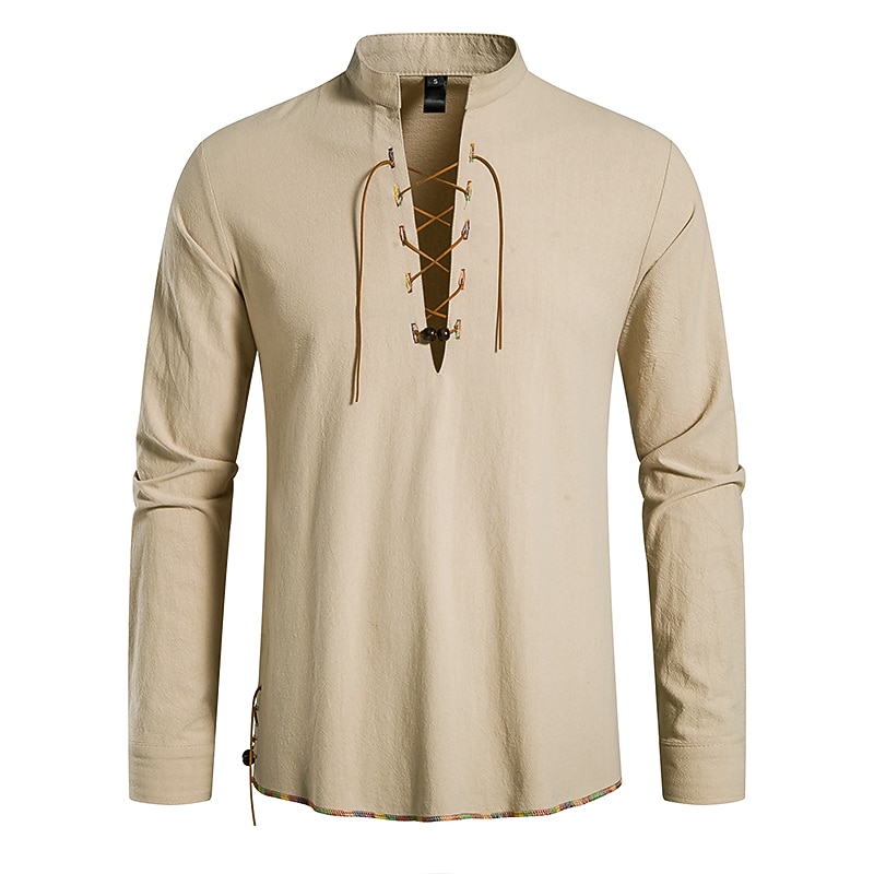 Men's Linen Shirt Summer Shirt Casual Shirt Beach Shirt Holiday Vacation Daily Sea Blue Black Khaki Dark Gray Short Sleeve Standing Collar Clothing Apparel2