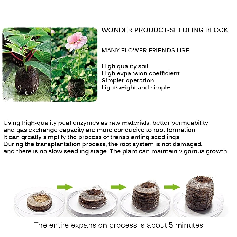 20pcs Peat Pellet Seed High Quality Plug Seed Starter Practical Pallet Seedling Block Soil Block Nutrient Soil Block3