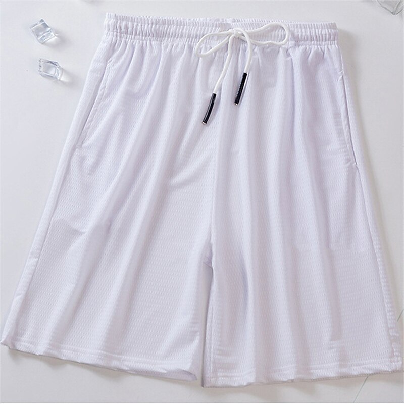 Men's Athletic Shorts Basketball Shorts Casual Shorts Mesh Shorts Pocket Drawstring Elastic Waist Plain Breathable Quick Dry Knee Length Casual Daily Fashion Streetwear Black White4