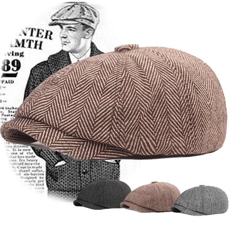 The Great Gatsby Gangster Retro Vintage Roaring 20s 1920s All Seasons Beret Hat Newsboy Cap Men's All Teen Costume Hat Vintage Cosplay Event / Party Festival Normal Hat New Year / Hand wash / Woolen