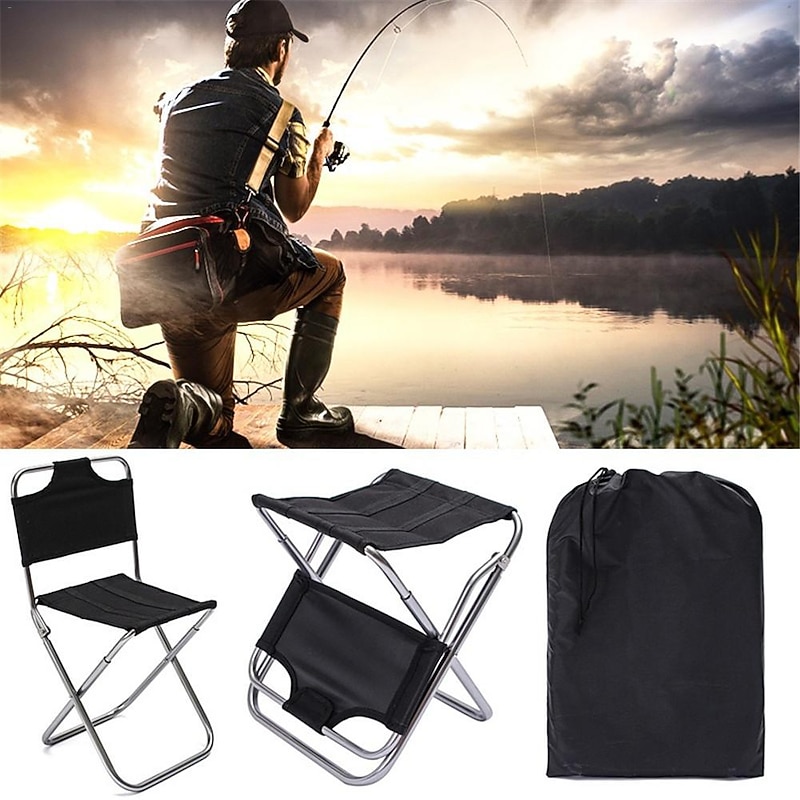 Folding Stool Collapsible Stool Camping Stool with Carry Bag Fishing Stool Beach Chair Fishing Chairs Portable Breathable Foldable Lightweight Aluminum Alloy2