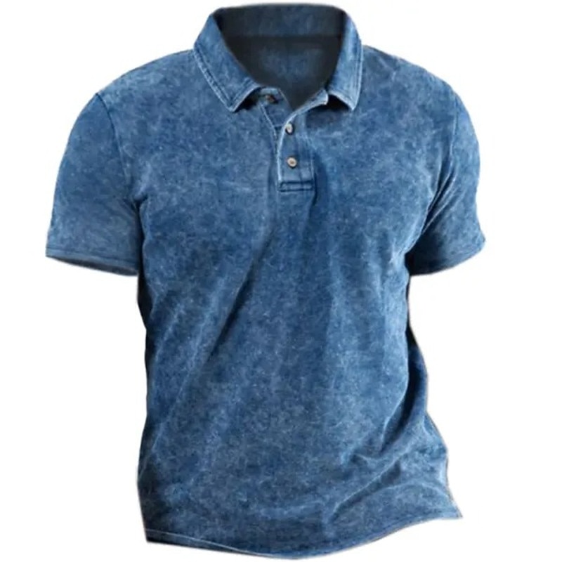 Men's Polo Shirt Golf Shirt Solid Colored Turndown Blue Outdoor Street Short Sleeves Button-Down Print Clothing Apparel Sports Fashion Streetwear Designer