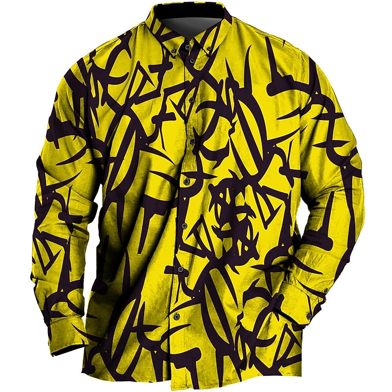 Men's Plus Size Shirt Big and Tall Abstract Turndown Buttons Long Sleeve Spring & Summer Sports Fashion Streetwear Designer Outdoor Vacation Tops4
