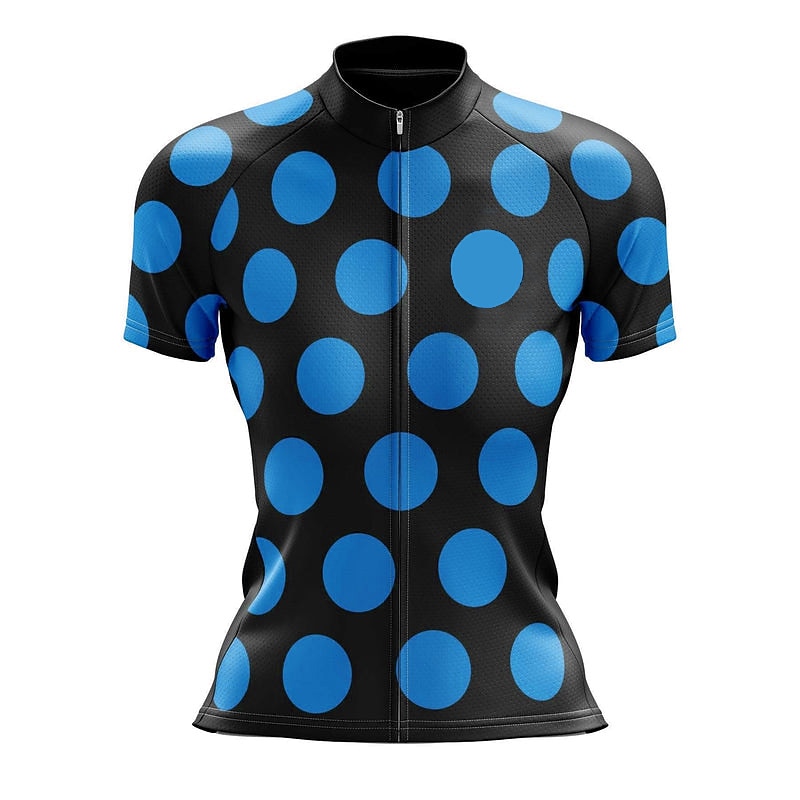 Women's Cycling Jersey Geometric Dot Short Sleeve Bike Jersey Top with 3 Rear Pockets Mountain Bike MTB Road Bike Cycling Quick Dry Reflective Strips Back Pocket Moisture Wicking Sports Pink Blue4