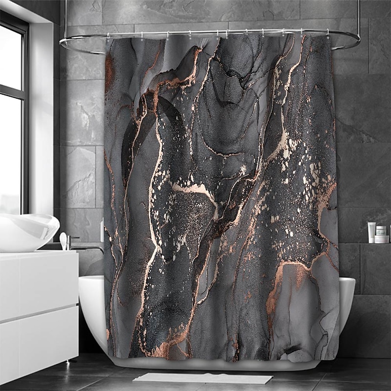Shower Curtain with Hooks 180cm*180cm(70"*70") Polyester Washable Waterproof Marble Abstract Pattern 9