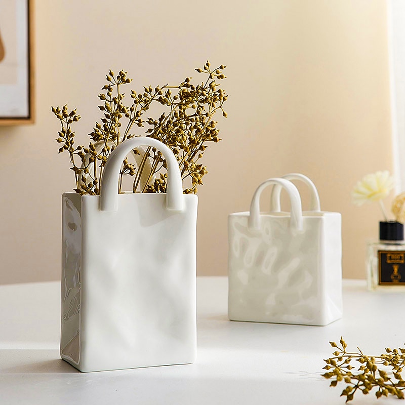 Handbag Vase Tabletop Decoration Creative Flower Arrangement Simple Modern Vase 1PC