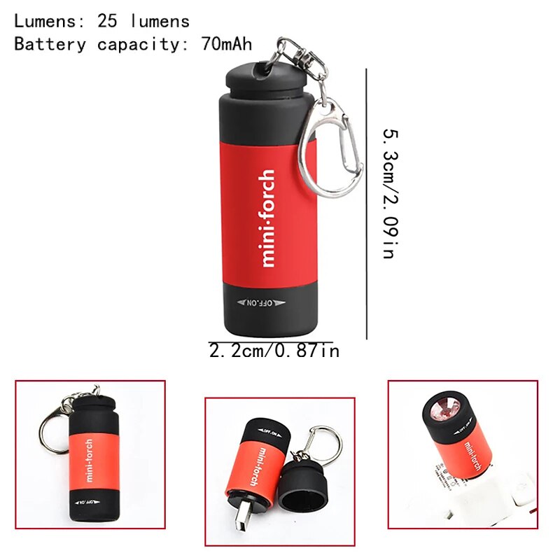 Mini LED Pocket Flashlight USB Rechargeable Portable Torch Waterproof Keychain Small Lantern White Light with Battery4