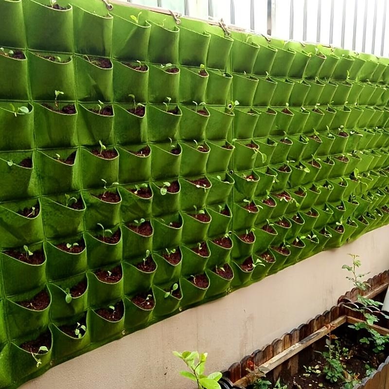 Vertical Hanging Wall, Growing Bag Green Planting Bags, Gardening Vegetable Seedling Living Garden Bag Home Supplies 18/25/36/49/64/72 Pockets3