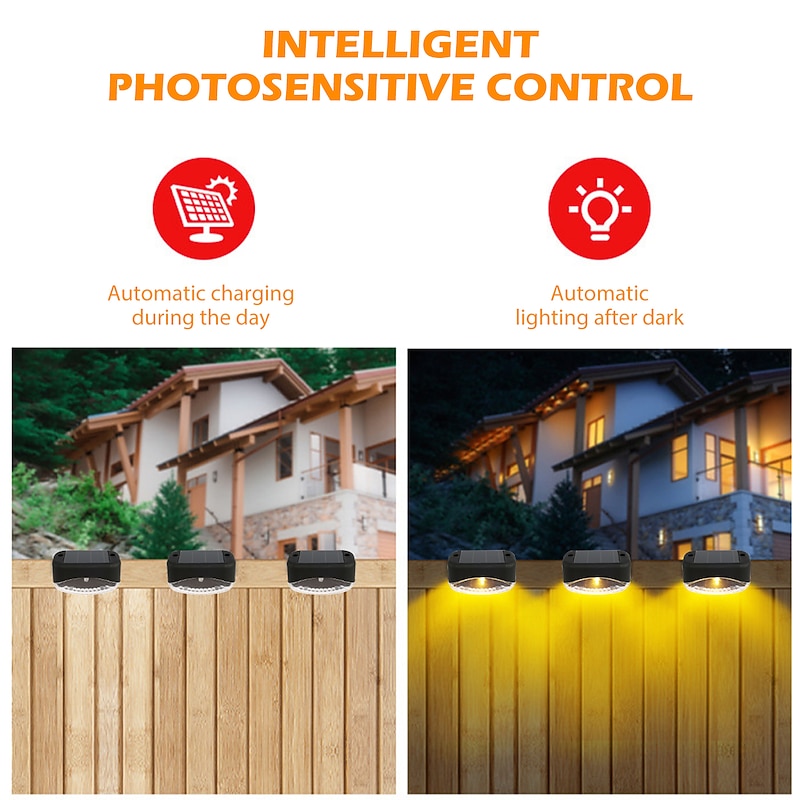 4/8pcs Solar Step Lights 5LED Outdoor Waterproof Garden Deck Lights Solar Fence Lights Garden Fence Yard Decoration Lighting Solar Deck Lights4