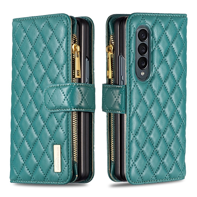 Phone Case For Samsung Galaxy Z Fold 6 Z Fold 5 Z Fold 4 Z Fold 3 Full Body Case Wallet Case Flip Zipper With Card Holder Solid Colored Geometric Pattern PC PU Leather2