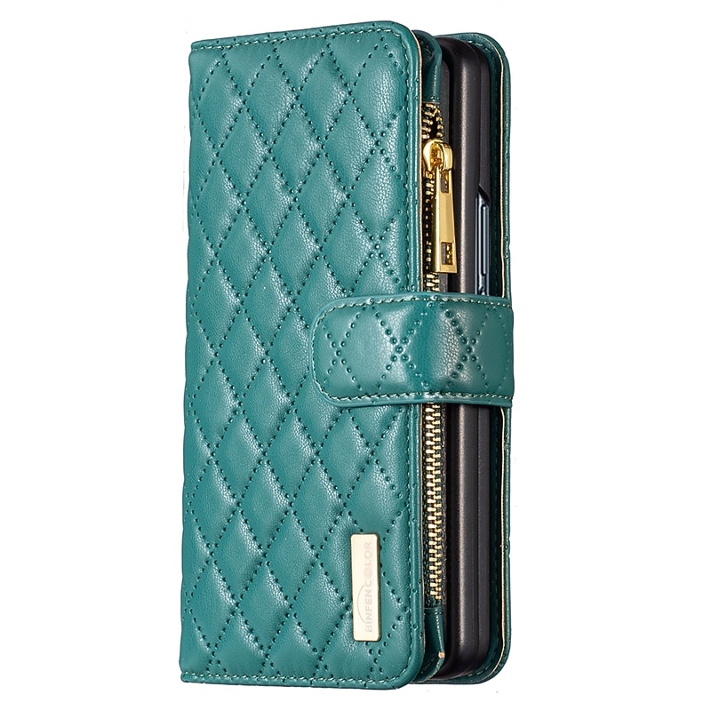 Phone Case For Samsung Galaxy Z Fold 6 Z Fold 5 Z Fold 4 Z Fold 3 Full Body Case Wallet Case Flip Zipper With Card Holder Solid Colored Geometric Pattern PC PU Leather4