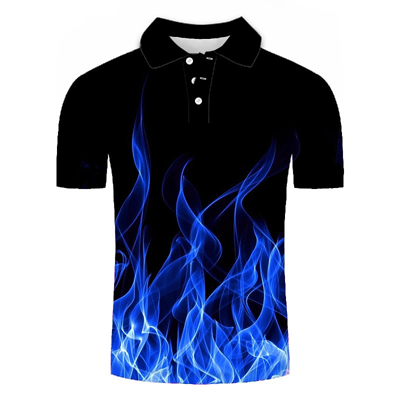 Men's Graphic Polo Shirts Golf Shirt Short Sleeve Polo Shirts Collared Shirts Casual Vacation Wear Rave Wear Party Outfits Buttons 3D Print Blue Purple Orange4