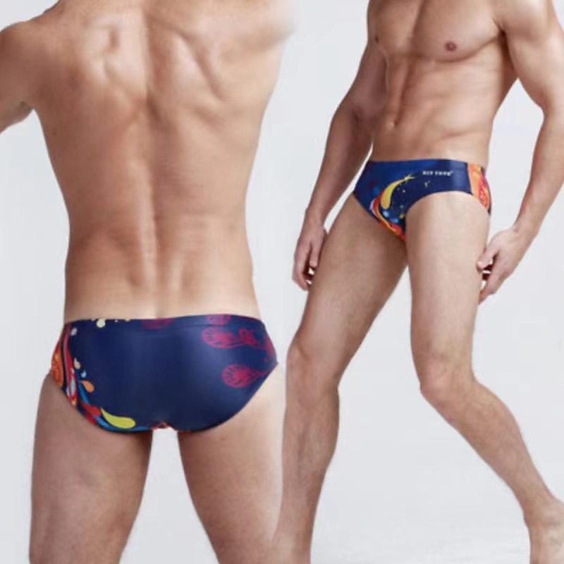 Men's 1pcs Swim Briefs Swimwear Basic 85% Polyester 15% Spandex Dropped Blue red Pink3