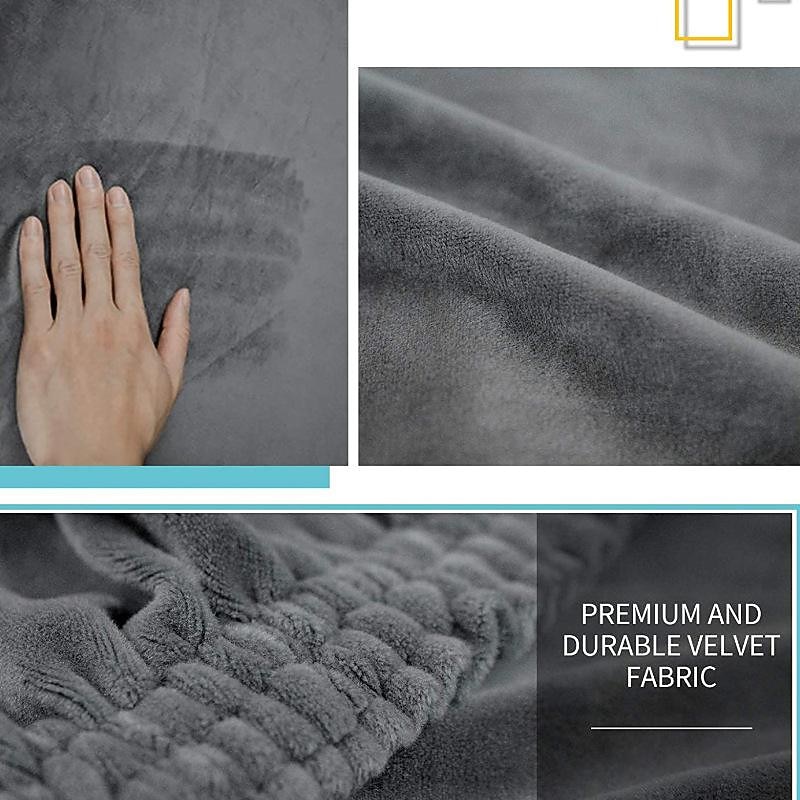 Stretch Ottoman Cover Velvet Square Ottoman Slipcovers Rectangular Foldable Storage Stool Cover Bench Cover Furniture Protector Soft Slipcover with Elastic Bottom2