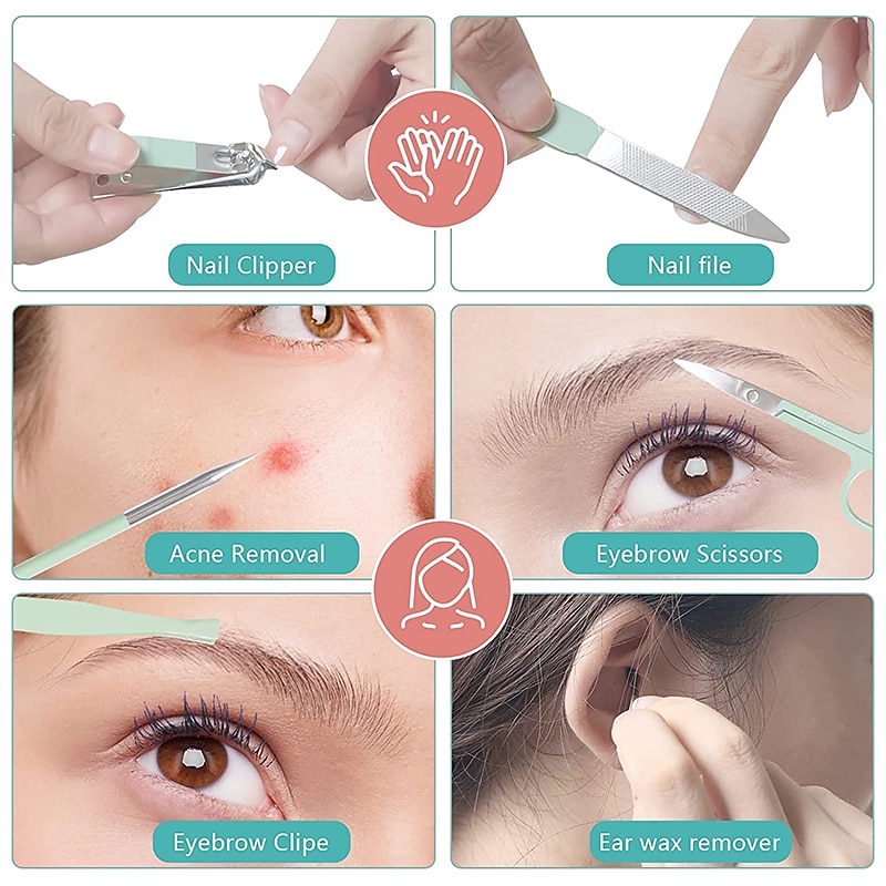 Manicure Set Nail Clippers Pedicure Kit -22 Pieces Stainless Steel Professional Manicure Kit Grooming Kits Nail Care Tools with Luxurious Travel Leather Case Gift Box Blue Green4